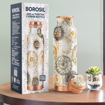 Tirtha Copper Bottle Floral 600ml