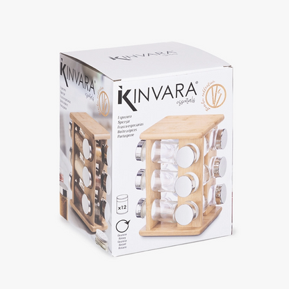 Rotating Spice Rack Bamboo 12pc