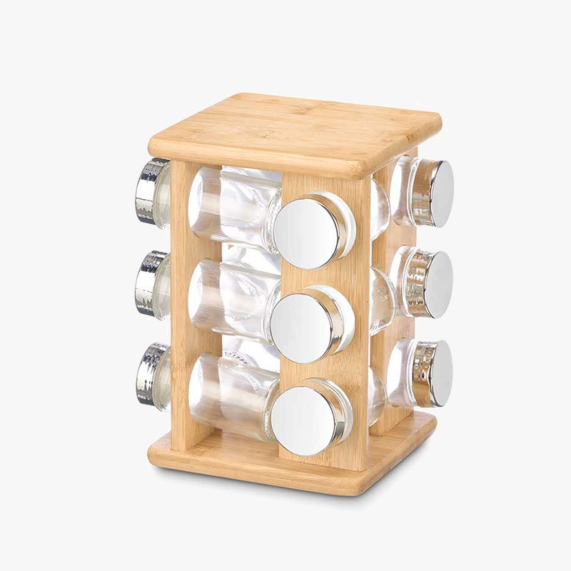 Rotating Spice Rack Bamboo 12pc