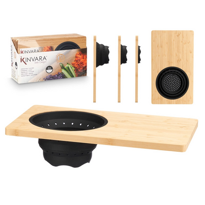 Bamboo Cutting Board wStrainer