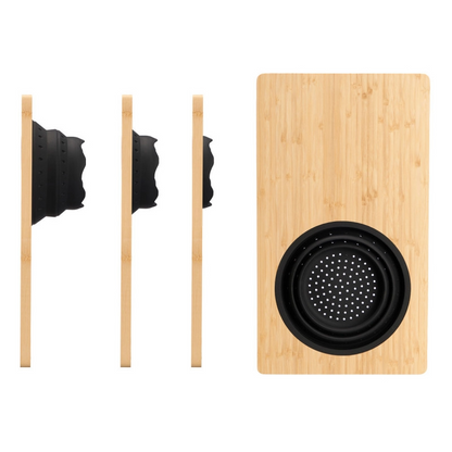 Bamboo Cutting Board wStrainer