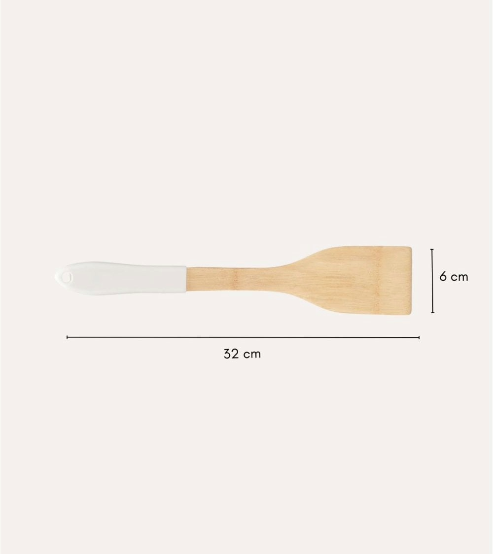 Bamboo Spatula wWhite Handle