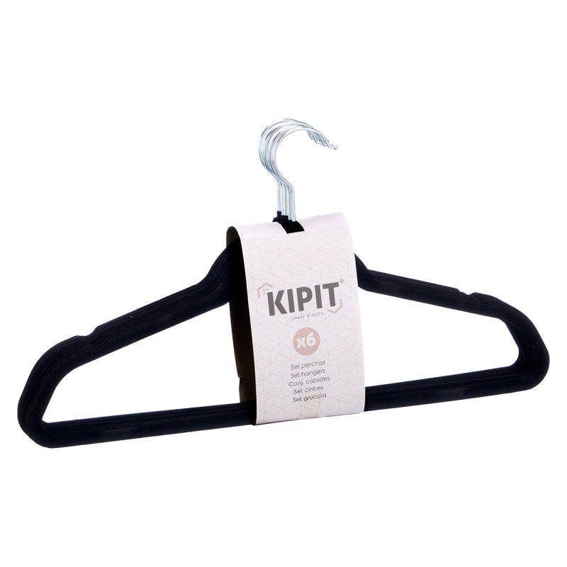 Hangers Set 6 Black Flocked