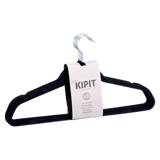 Hangers Set 6 Black Flocked