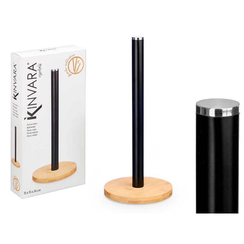 Bamboo Paper Towel Holder Black