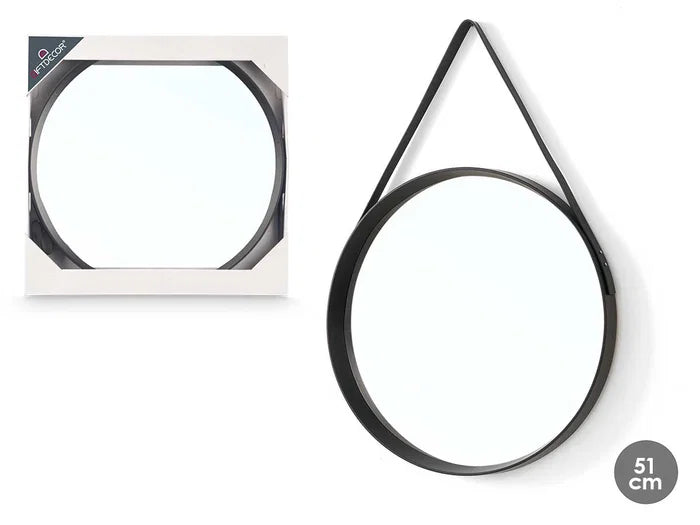 Mirror Round Hanging Black