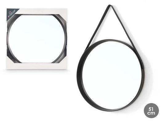Mirror Round Hanging Black