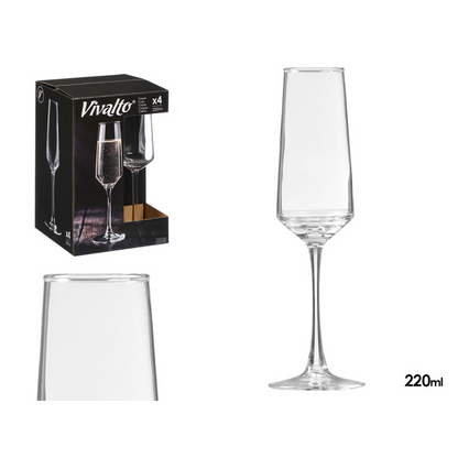 Cava Champagne Glass Set 4pc 220ml
