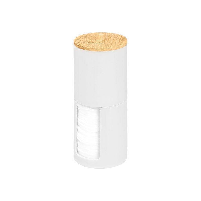 Canister Double Lid Bamboo White
