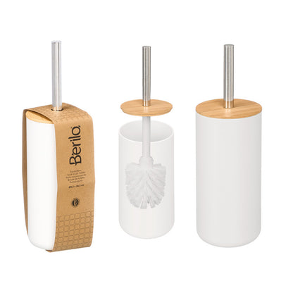 Bamboo Lid Toilet Brush White