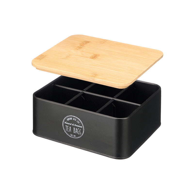 Tea Caddy Bamboo Lid Blk