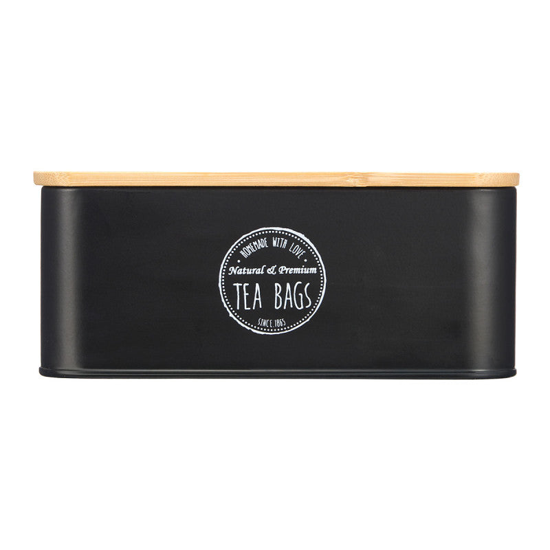 Tea Caddy Bamboo Lid Blk