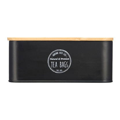 Tea Caddy Bamboo Lid Blk