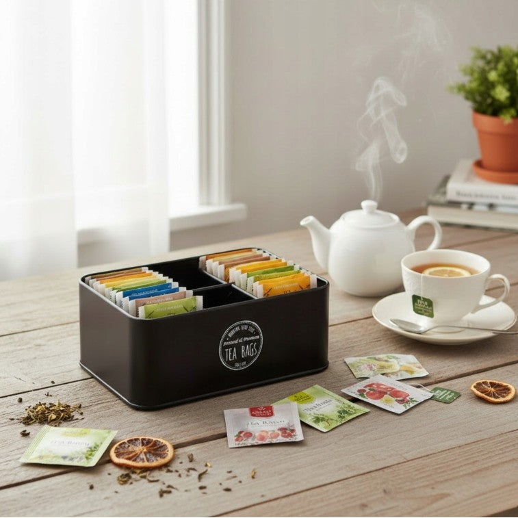 Tea Caddy Bamboo Lid Blk