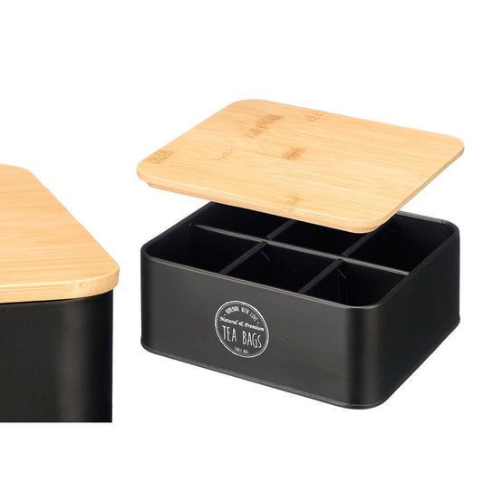 Tea Caddy Bamboo Lid Blk