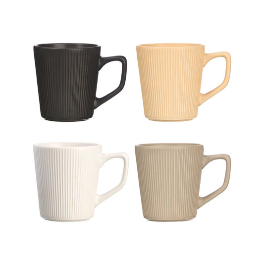 Breakfast Mug Rib w Handle Asst