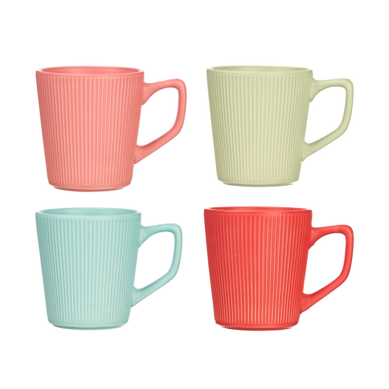 Breakfast Mug Rib w Handle Asst