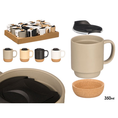 Cup w Cork Bs n Lid 4 Neut Col