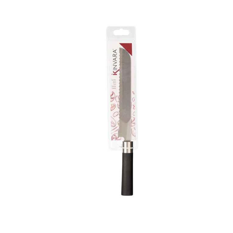 Bread Knife Stainless Steel wBlack Grip