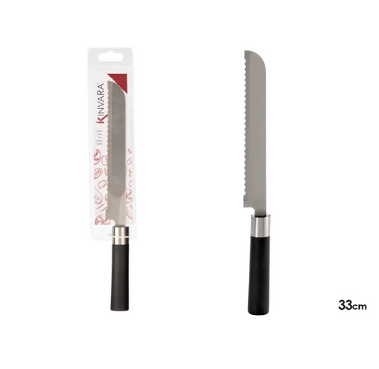 Bread Knife Stainless Steel wBlack Grip