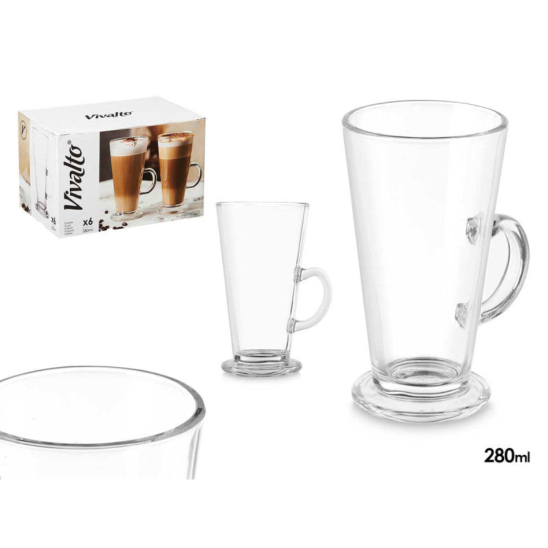 Glass Coffee Cup Set 6pc 280ml