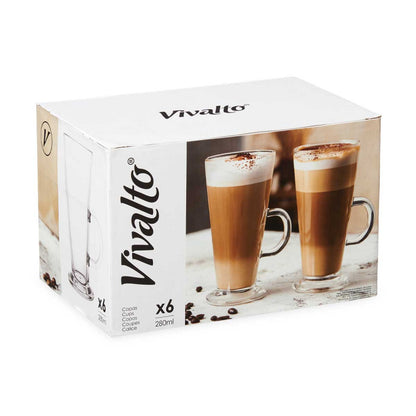 Glass Coffee Cup Set 6pc 280ml