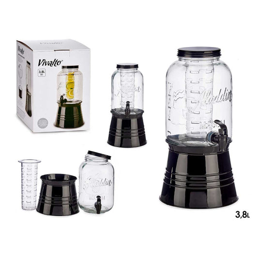 Glass Beverage Dispenser Set 3.8L