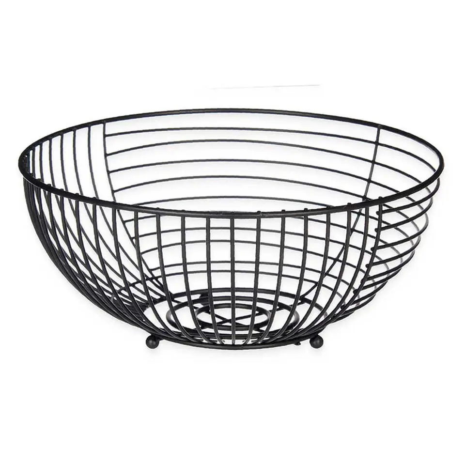 Fruit Basket Rnd Black Metal