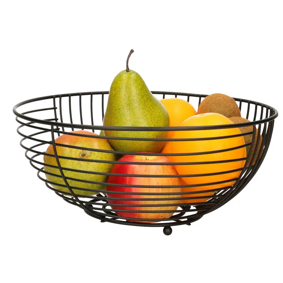 Fruit Basket Rnd Black Metal
