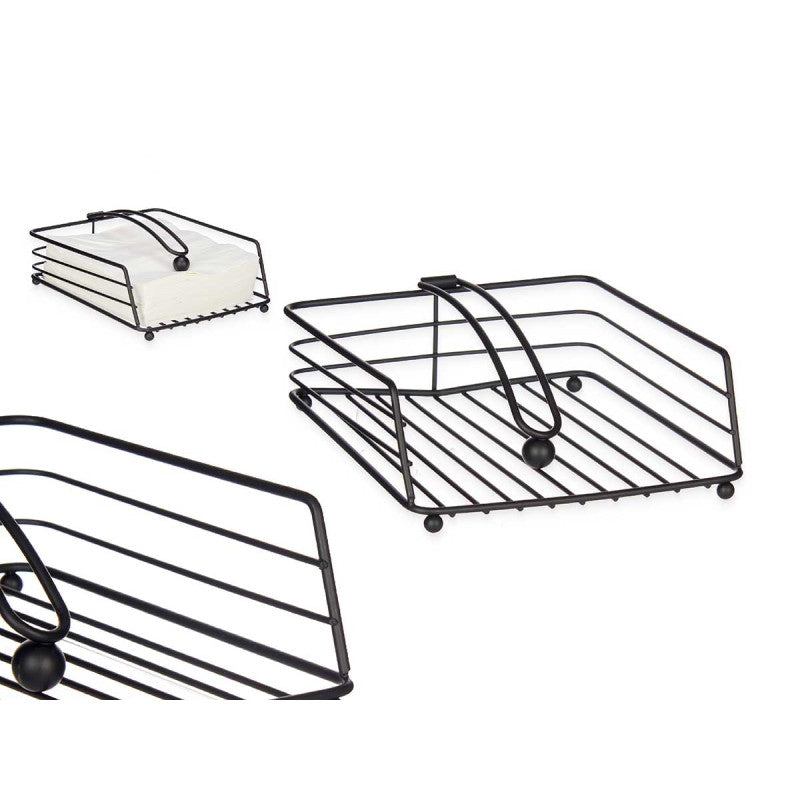 Napkin Holder Square wBlack Metal