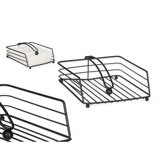 Napkin Holder Square wBlack Metal