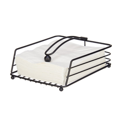 Napkin Holder Square wBlack Metal