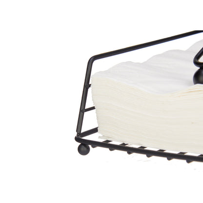 Napkin Holder Square wBlack Metal