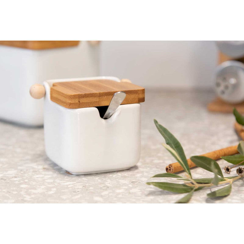 Ceramic Condiment Jar White