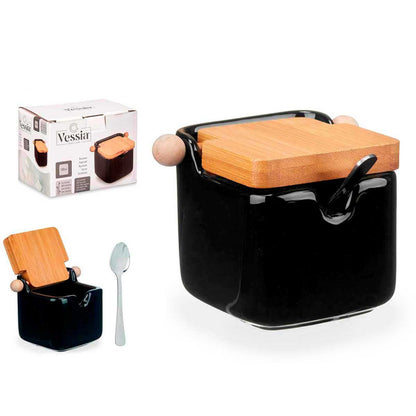 Ceramic Condiment Jar Black