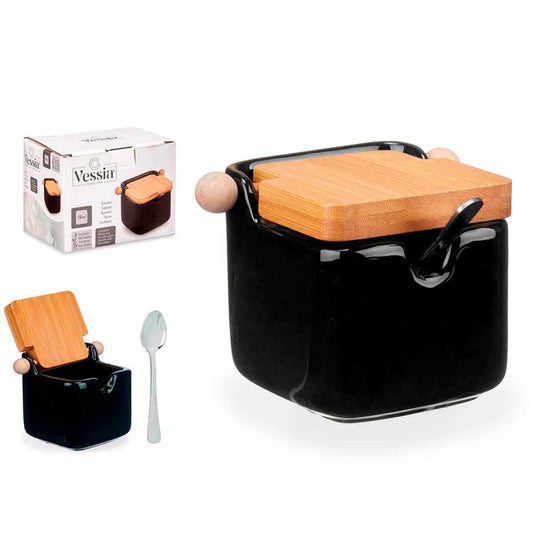 Ceramic Condiment Jar Black