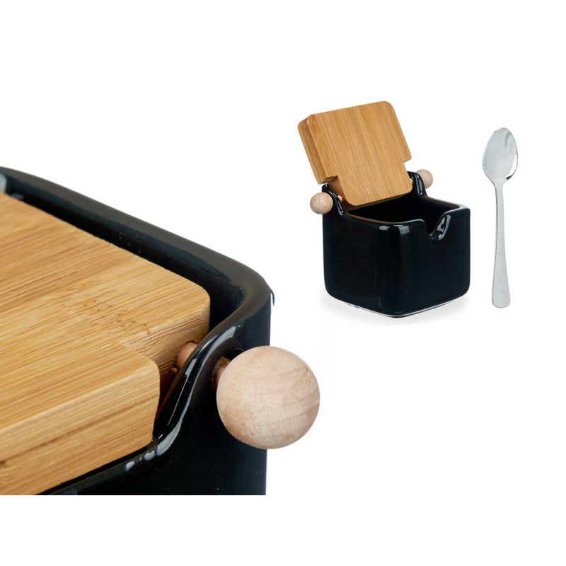Ceramic Condiment Jar Black
