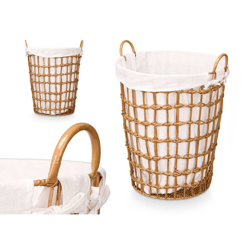 Tall Knitted Lined Basket Natural