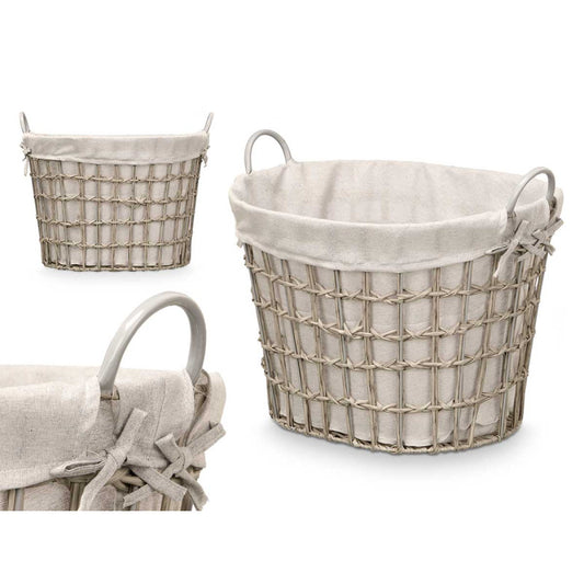Knitted Lined Basket Grey