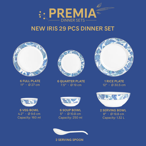 Glass Dinnerware Set 29pc New Iris
