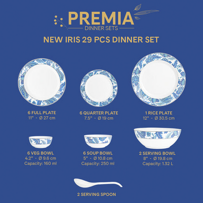 Glass Dinnerware Set 29pc New Iris