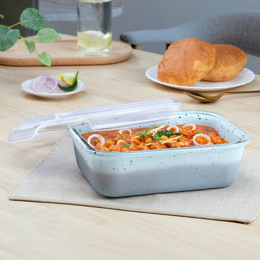 Rectangular Glass Bowl Blue 2 L