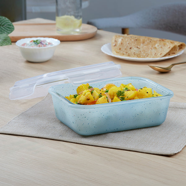 Rectangular Glass Bowl Blue 1.4L