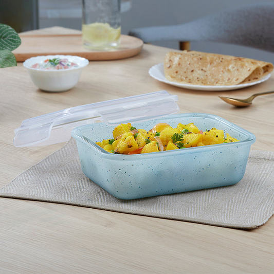 Rectangular Glass Bowl Blue 1.4L