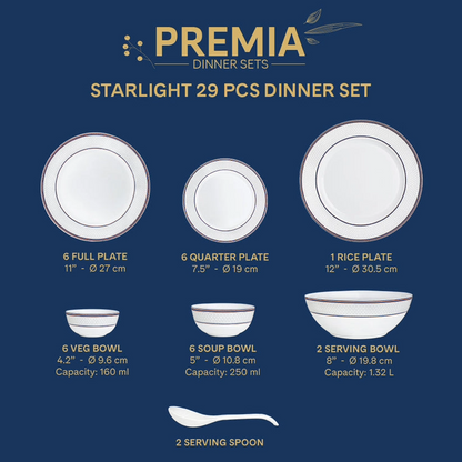 Glass Dinnerware Set 29pc Starlight