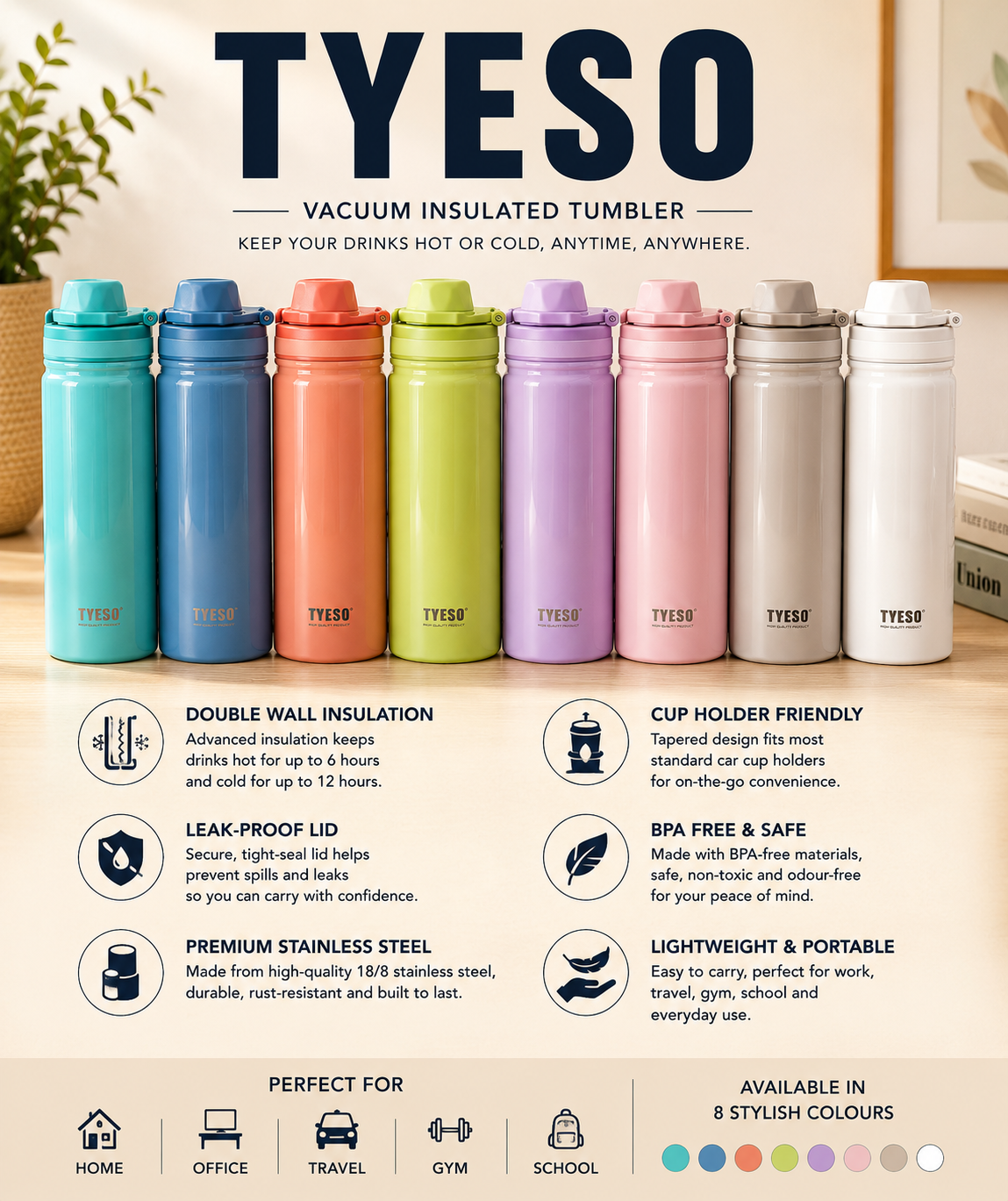 Insulated Vacuum Bottle 750ml 8Asst