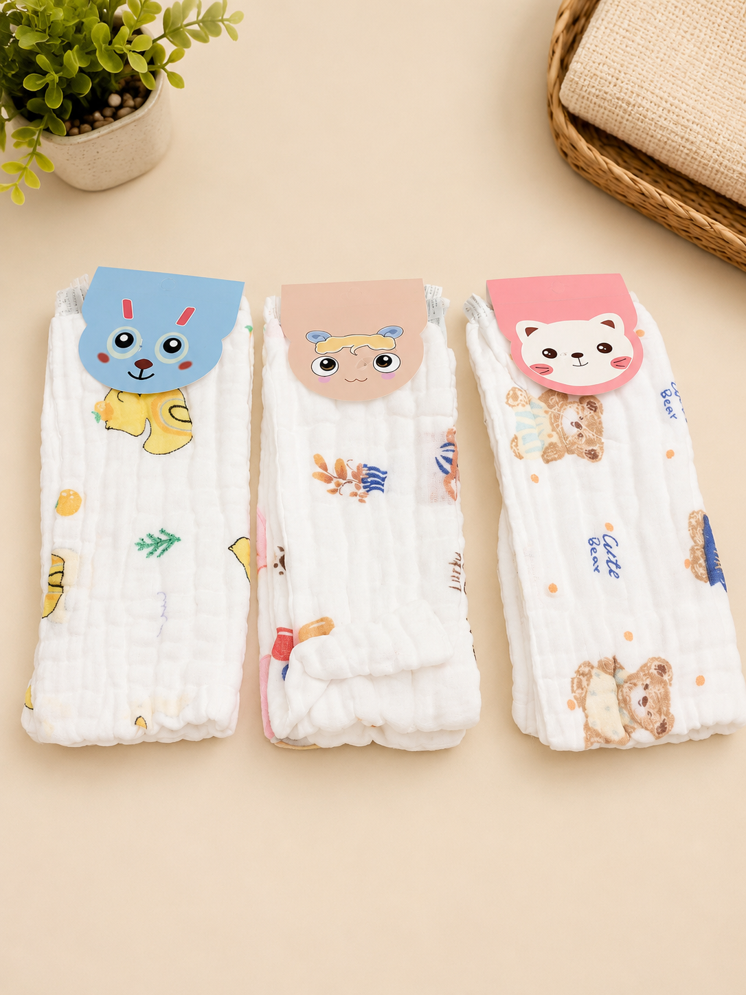 Baby Muslin Washcloth Assorted