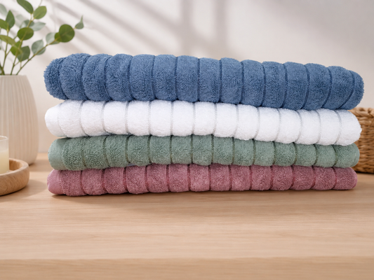 Plush Ribbed Bath Towel 100% Cotton (80x160cm)