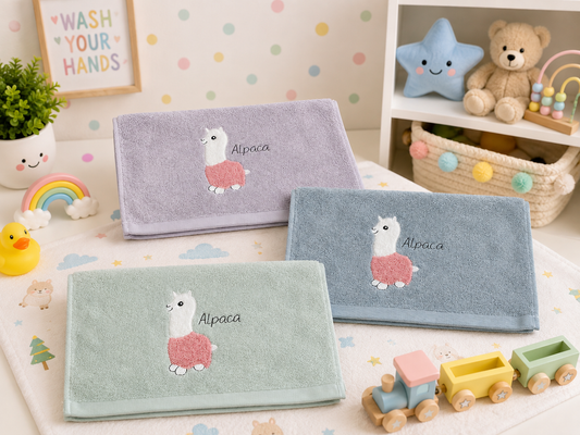 Kids Llama Face Towel 100% (34x34cm)