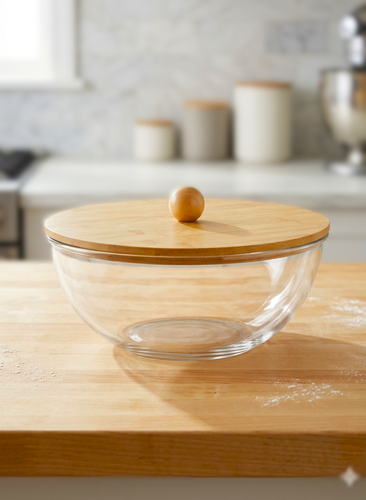 Salad Bowl 26x11cm Glass/Bamboo